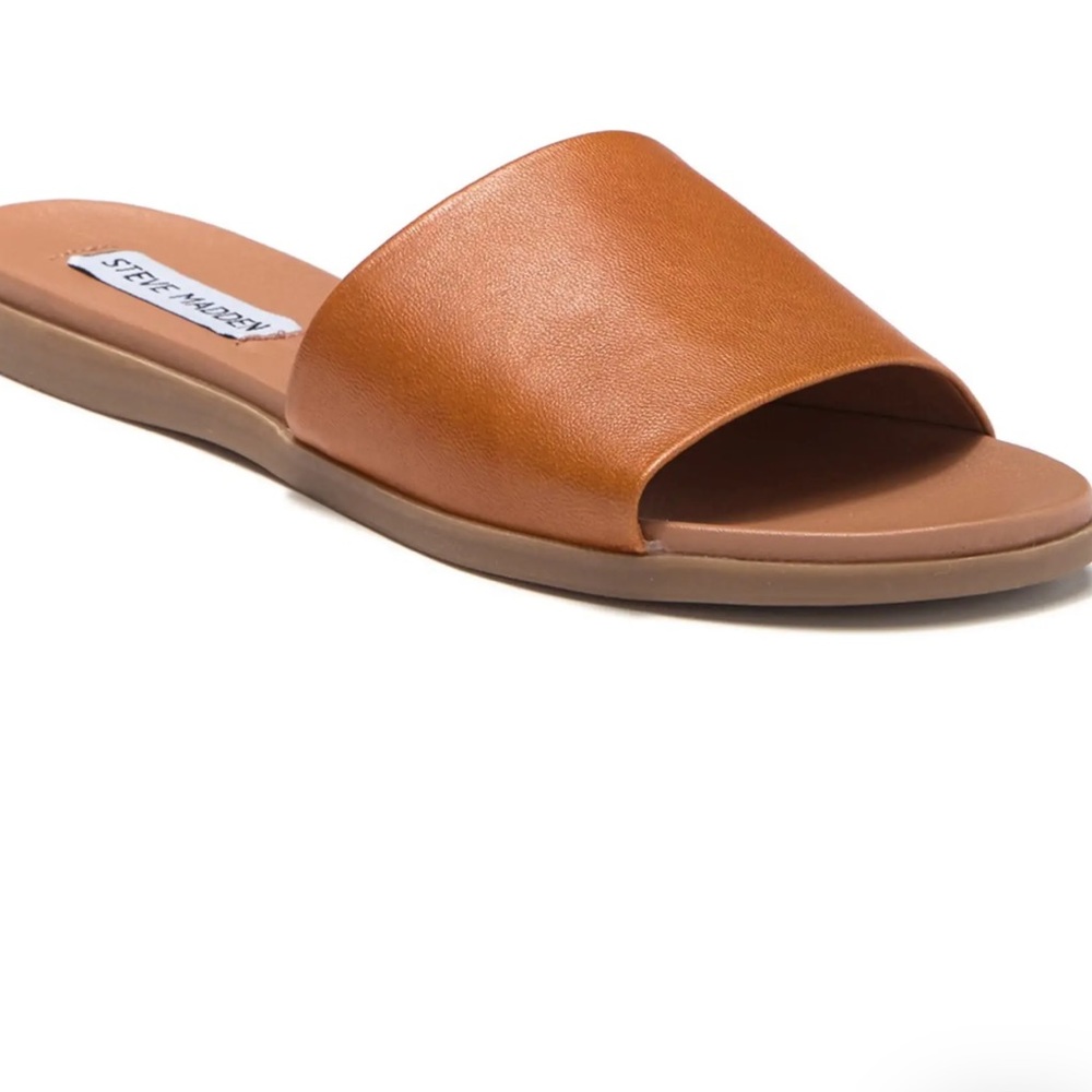 Steve Madden Cognac Leather Slides